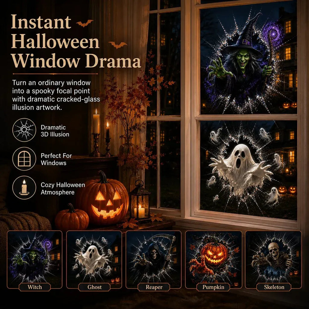 3D Crack Glass Spooky Decorations for a Haunted Halloween Scene
