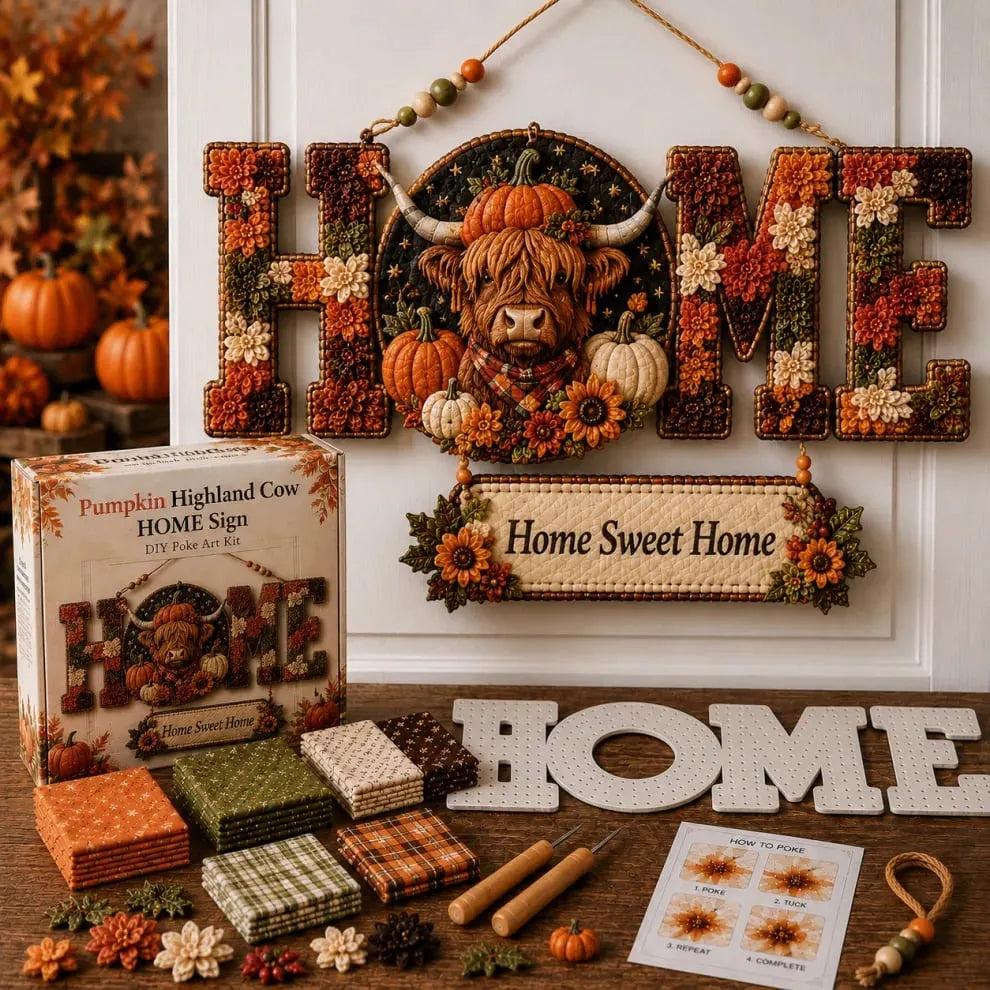 DIY Fabric Poke Art HOME Sign Kit – No-Sew Seasonal Door & Wall Hanging Craft