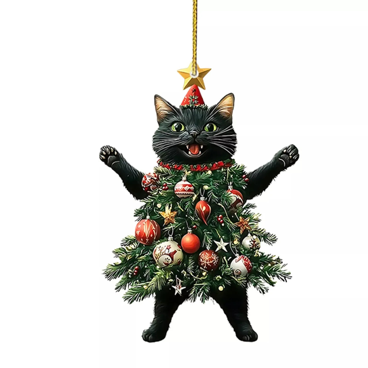🎄Funny Black and White Cats Christmas Ornament