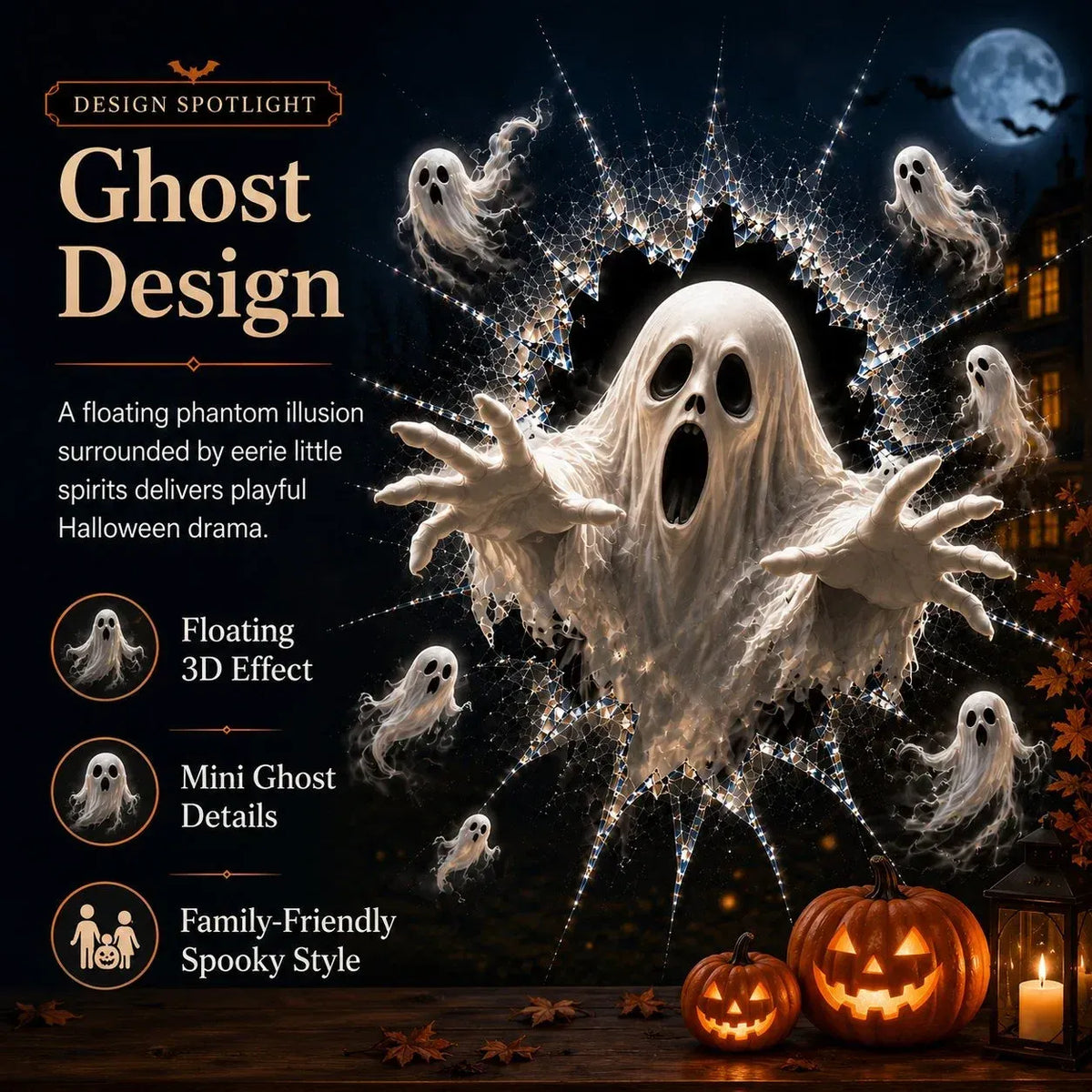 3D Crack Glass Spooky Decorations for a Haunted Halloween Scene