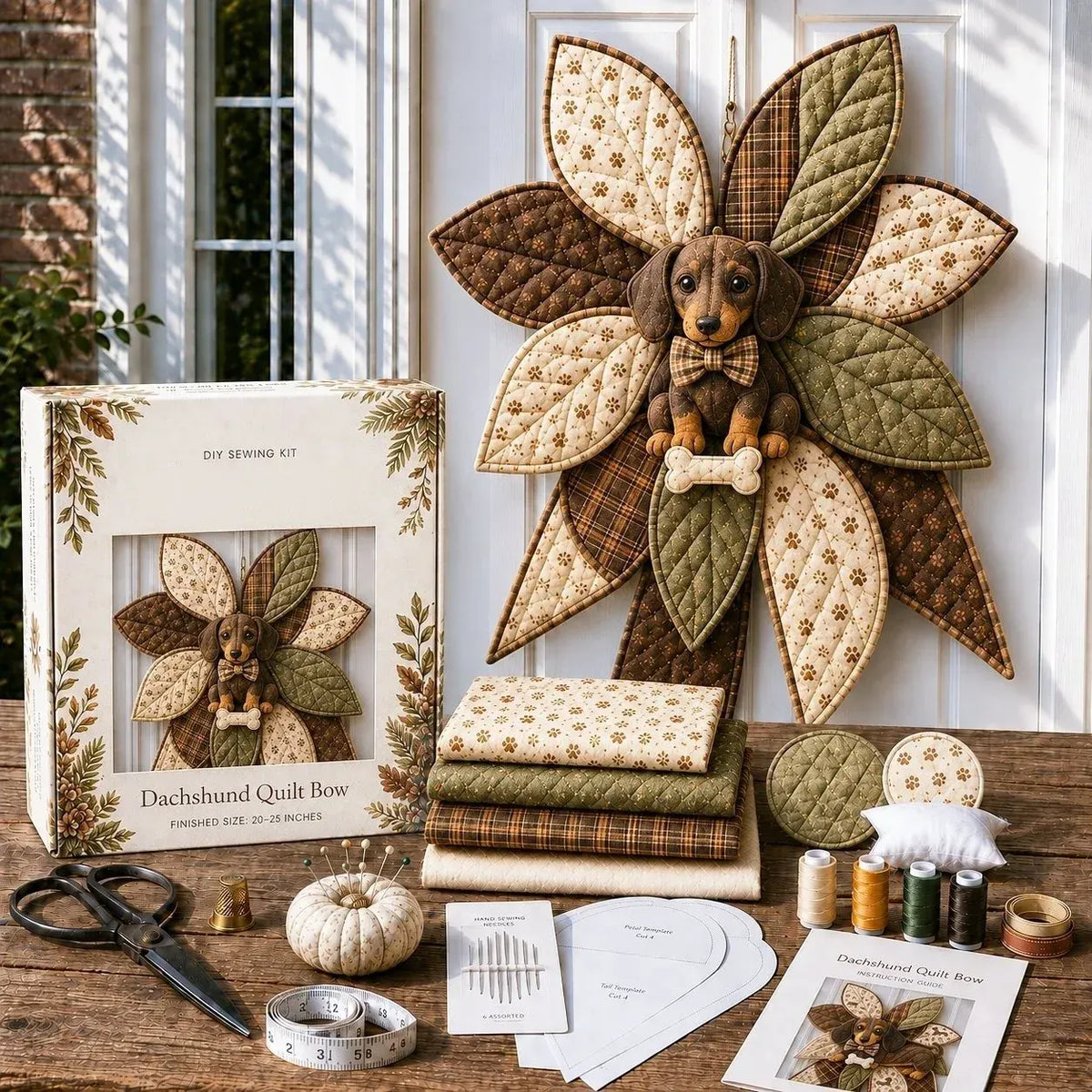🎀 Beginner-Friendly Oversized Quilted Bow Sewing Kit | Coordinated Printed Fabrics, Batting, Pre-Designed Templates & Complete Supplies for a 3D Statement Bow ✨