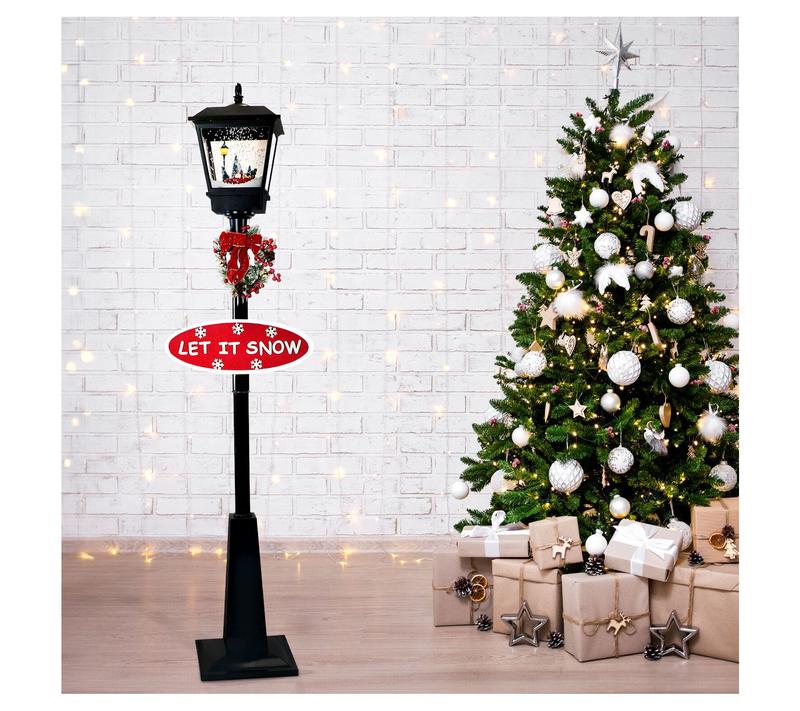 Fraser Hill Farm 71-in. Musical Snowy ChristmasStreet Lamp