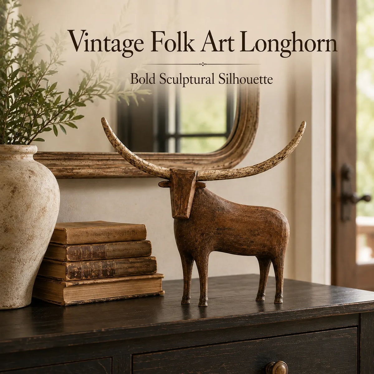 🐂Vintage Longhorn Bull Sculpture