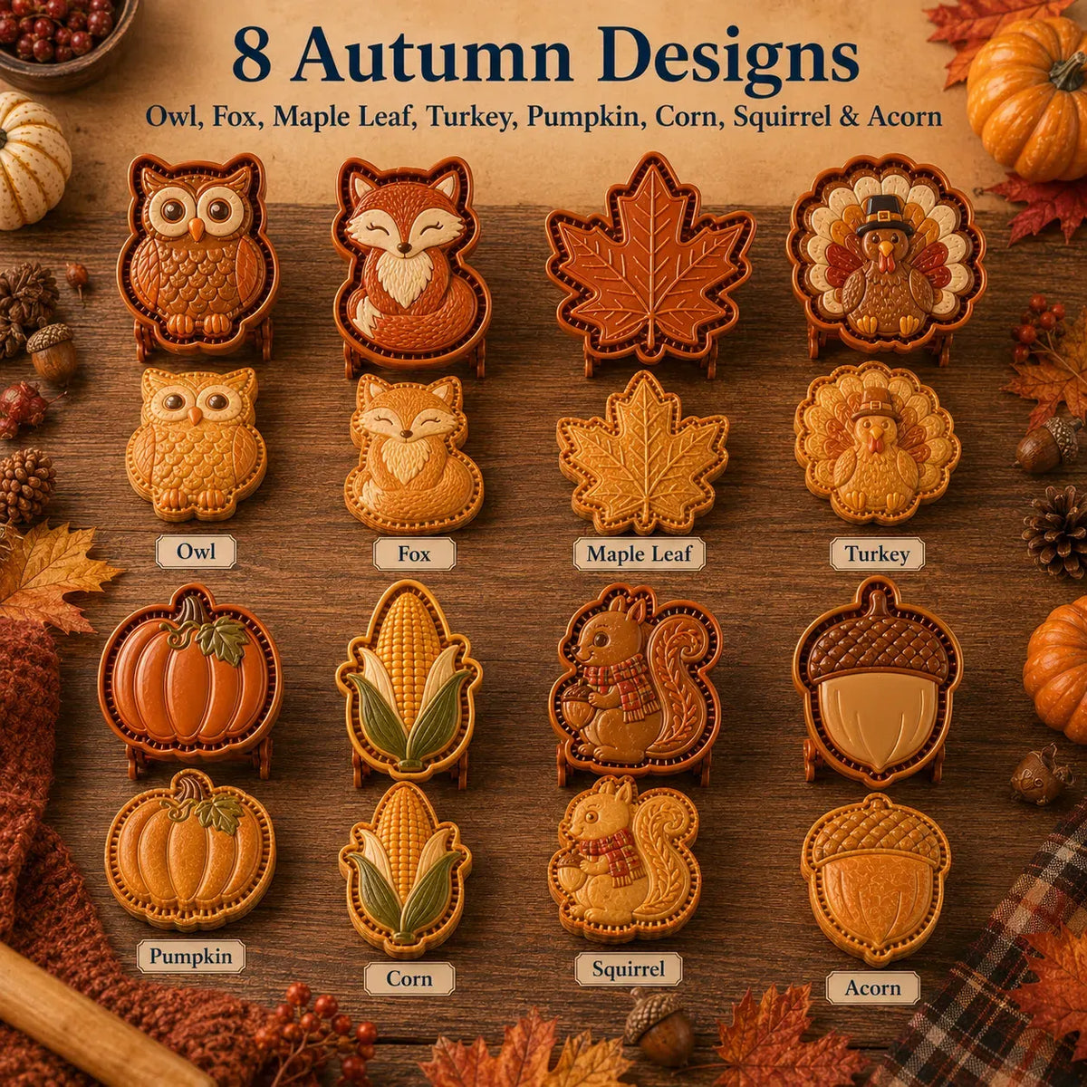 🍂 8-Design Fall Mini Pie Mold Collection