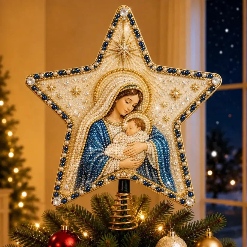 ⭐ Christian Faith Nativity Pearl Diamond Art Tree Topper Kit – Handcrafted Christmas Keepsake & Holiday Decor