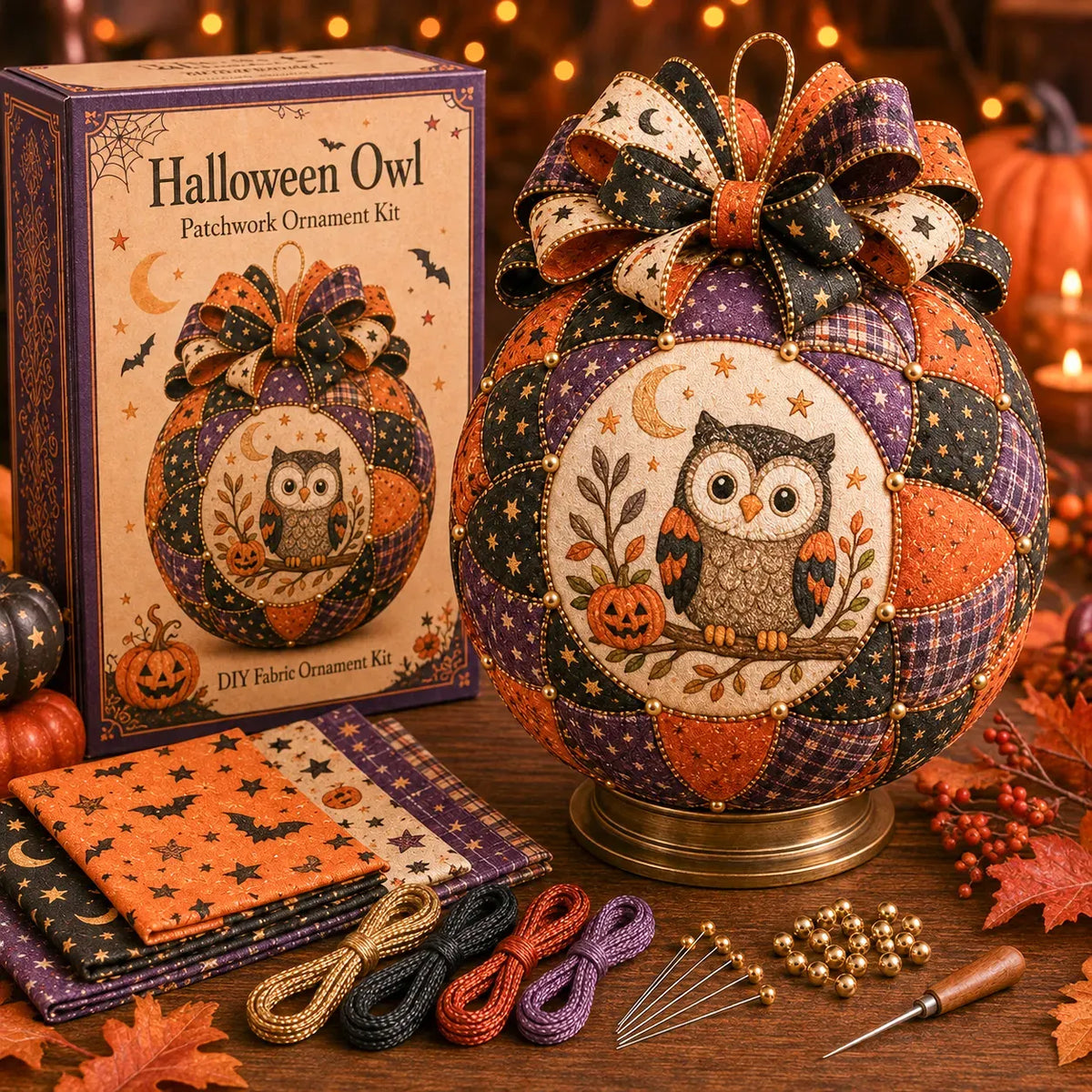 🎃 Beginner-Friendly DIY Halloween Classics Patchwork Ornament Kit Collection