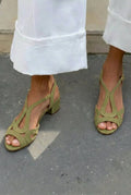 Cutout T-Strap Peep Toe Block Heel Sandals