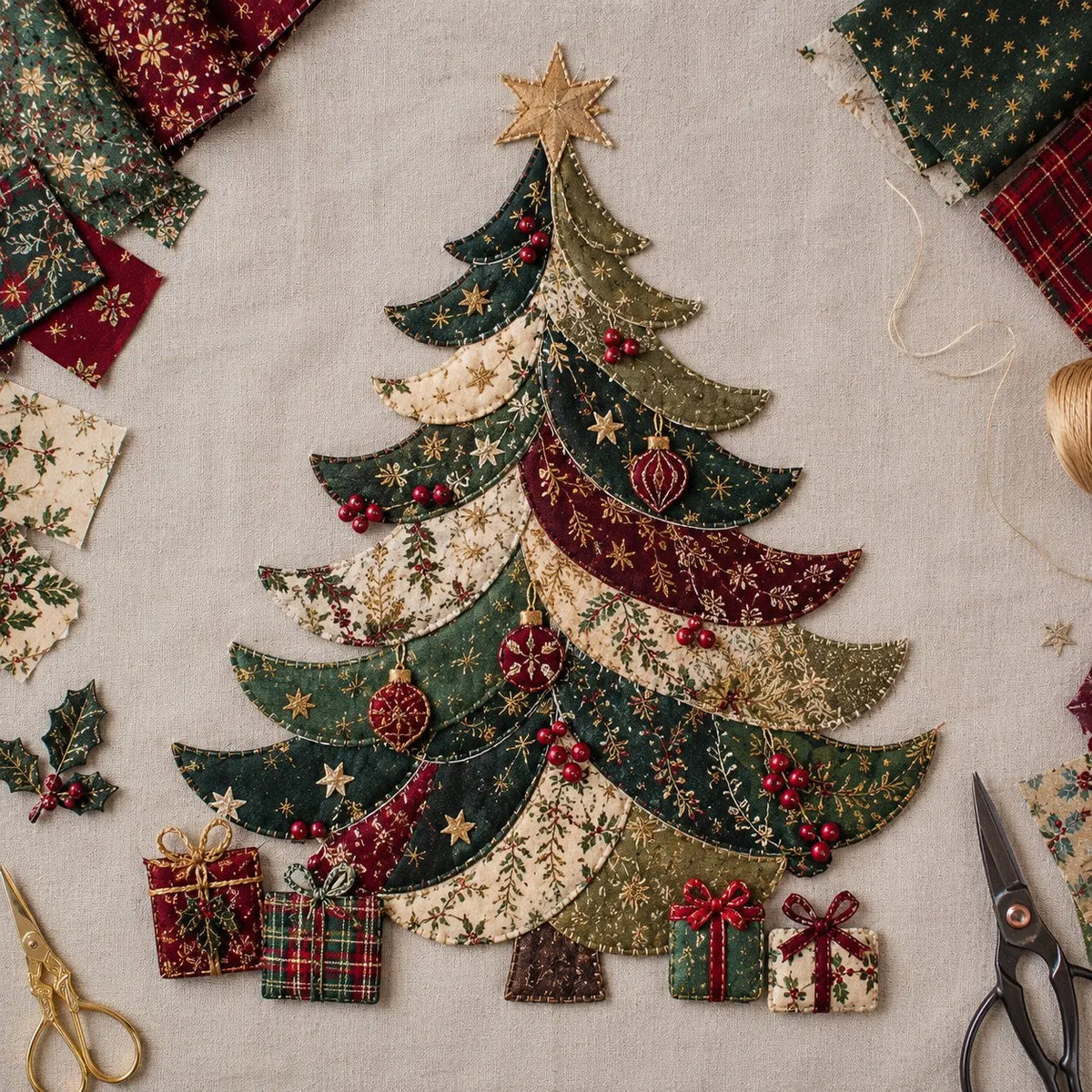 🎅Christmas Patchwork Fabric DIY Decor Kit – Stunning Results, Zero Experience Needed