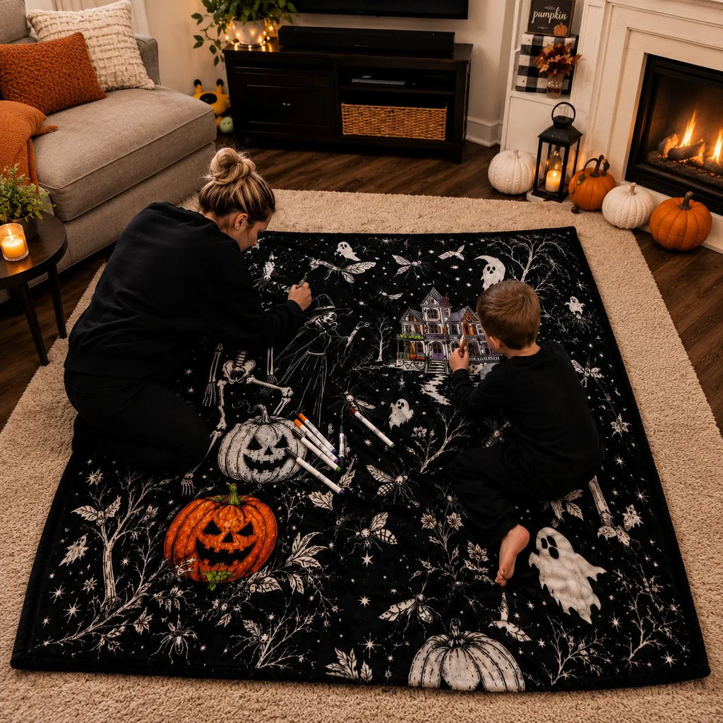 🎃👻Trick Or Trace Halloween Coloring Blanket🎨