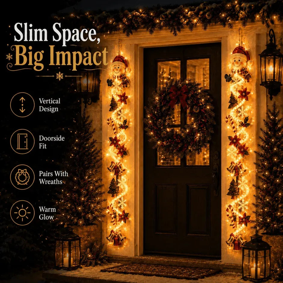 Glowing Christmas Door Hanger | 6 Festive Lighted Designs with Warm Glow, Dimensional Details & Space-Saving Vertical Décor ✨