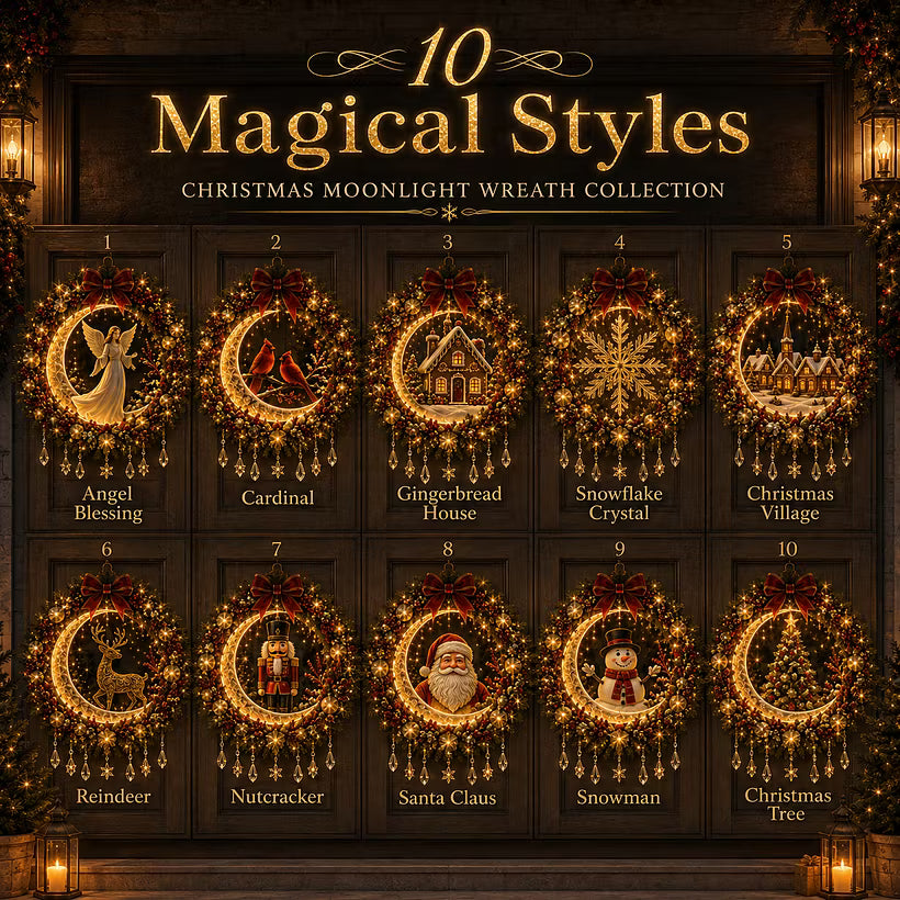 👼 Moonlit Wreath Collection – Lighted Holiday Door Decor 🎄