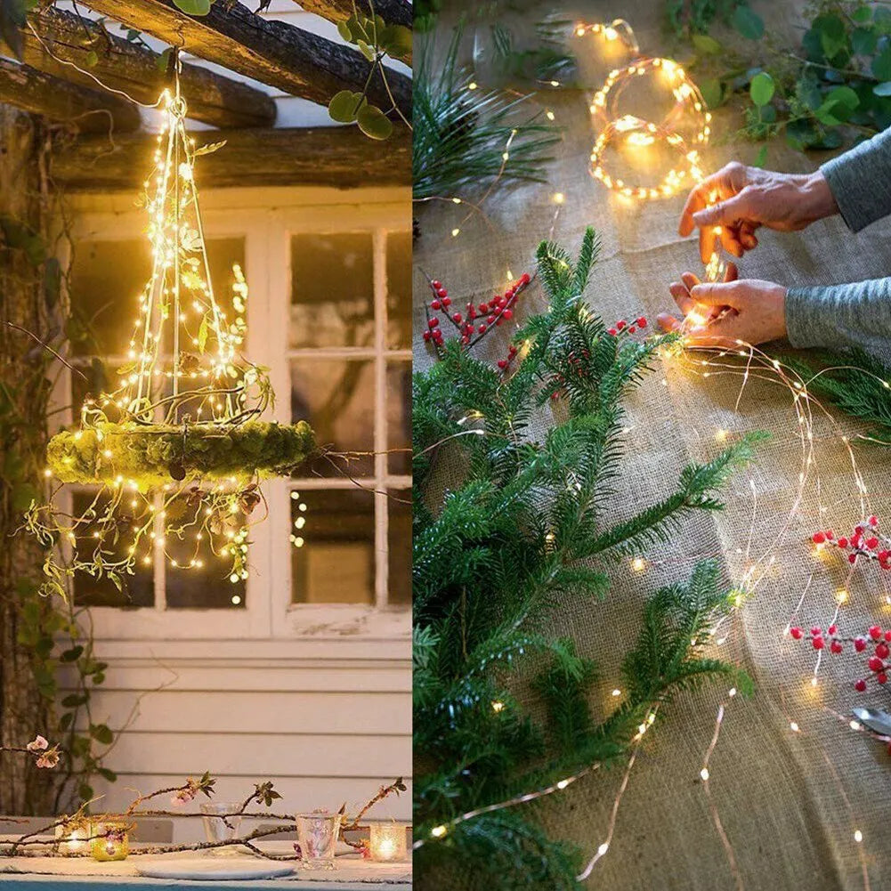 🌲8 Modes 100-600 Christmas LED Firefly Twinkle String Lights