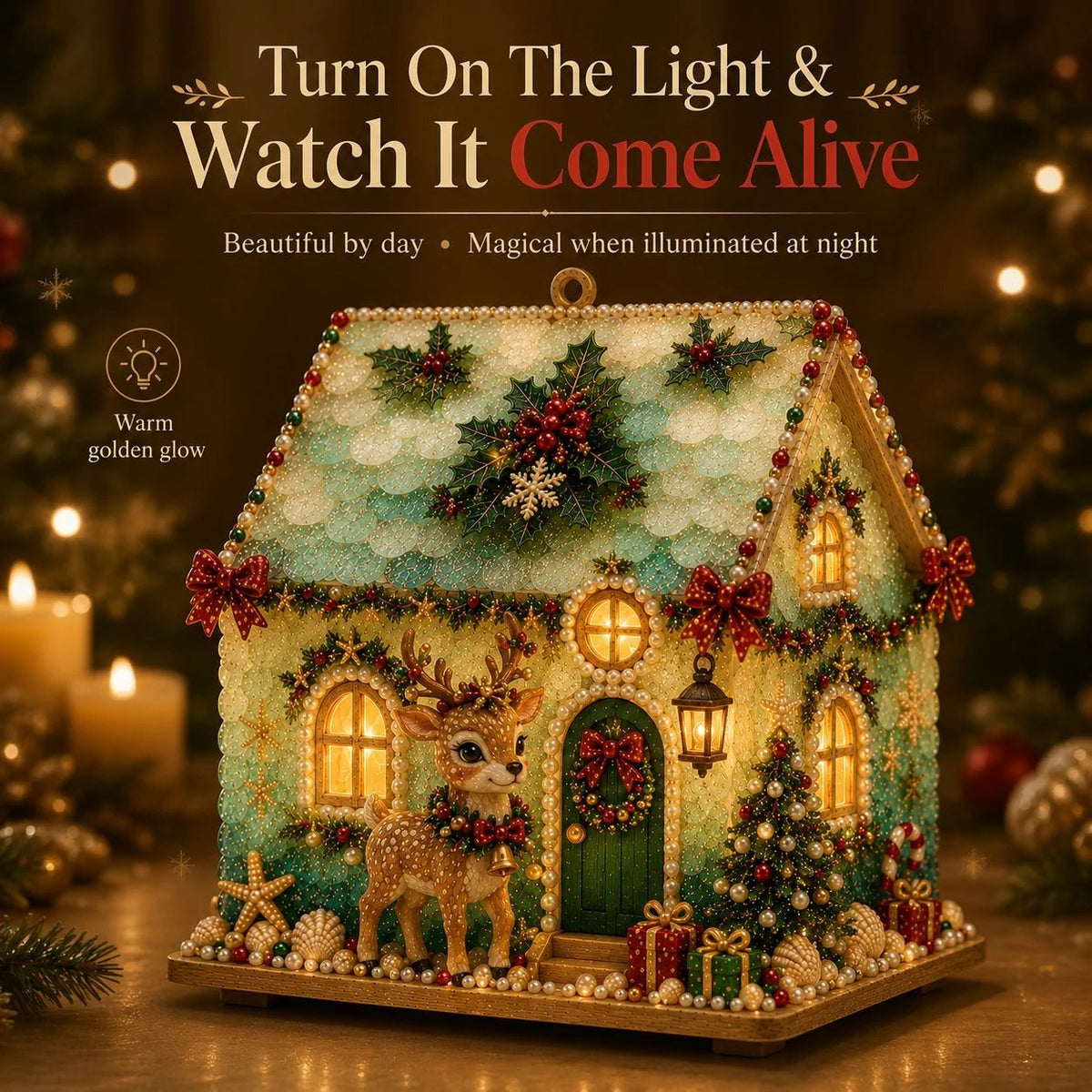 🏡 Beginner-Friendly DIY Glowing Coastal Glass-Style Christmas Cottage Kit Collection
