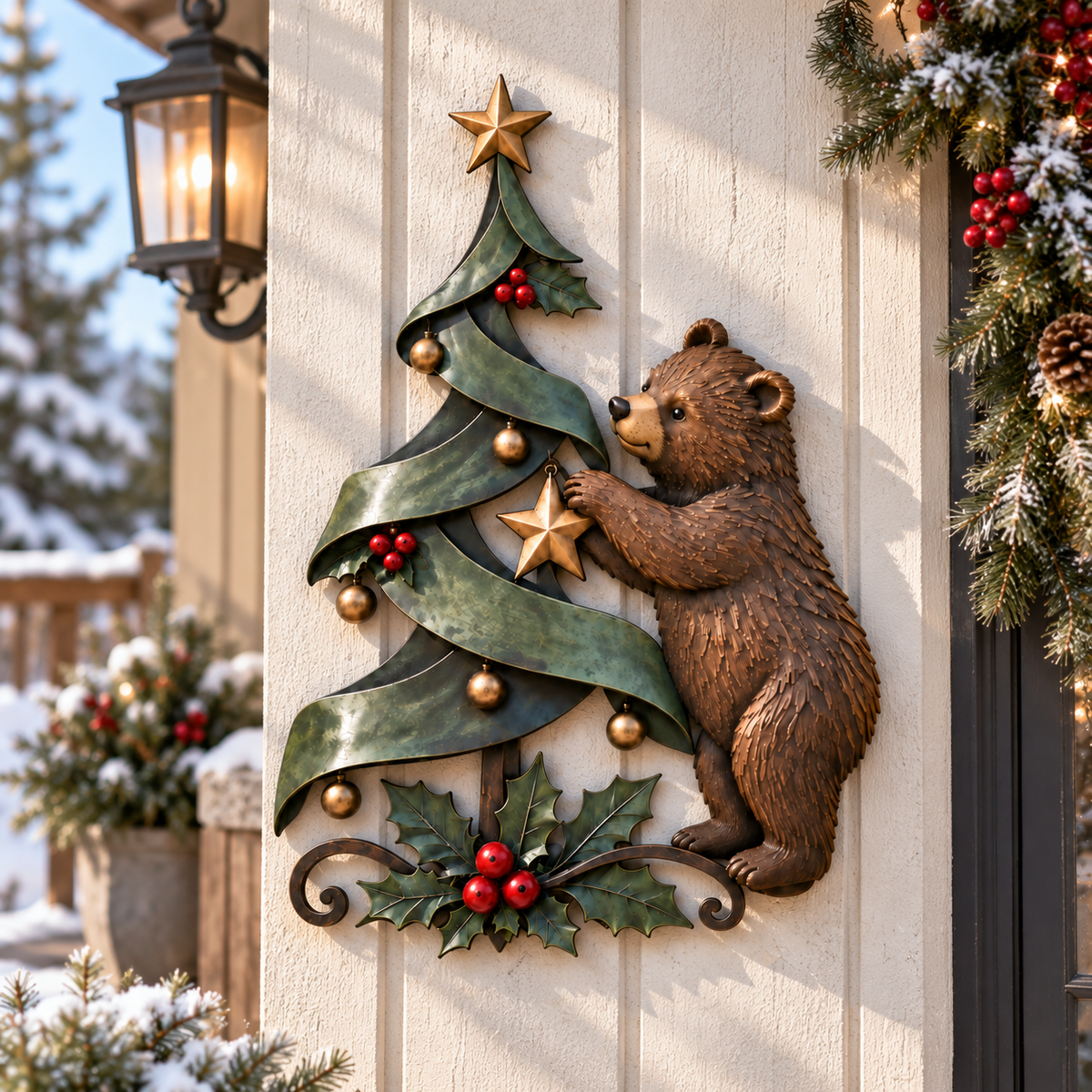 Christmas Bear Metal Wall Decor