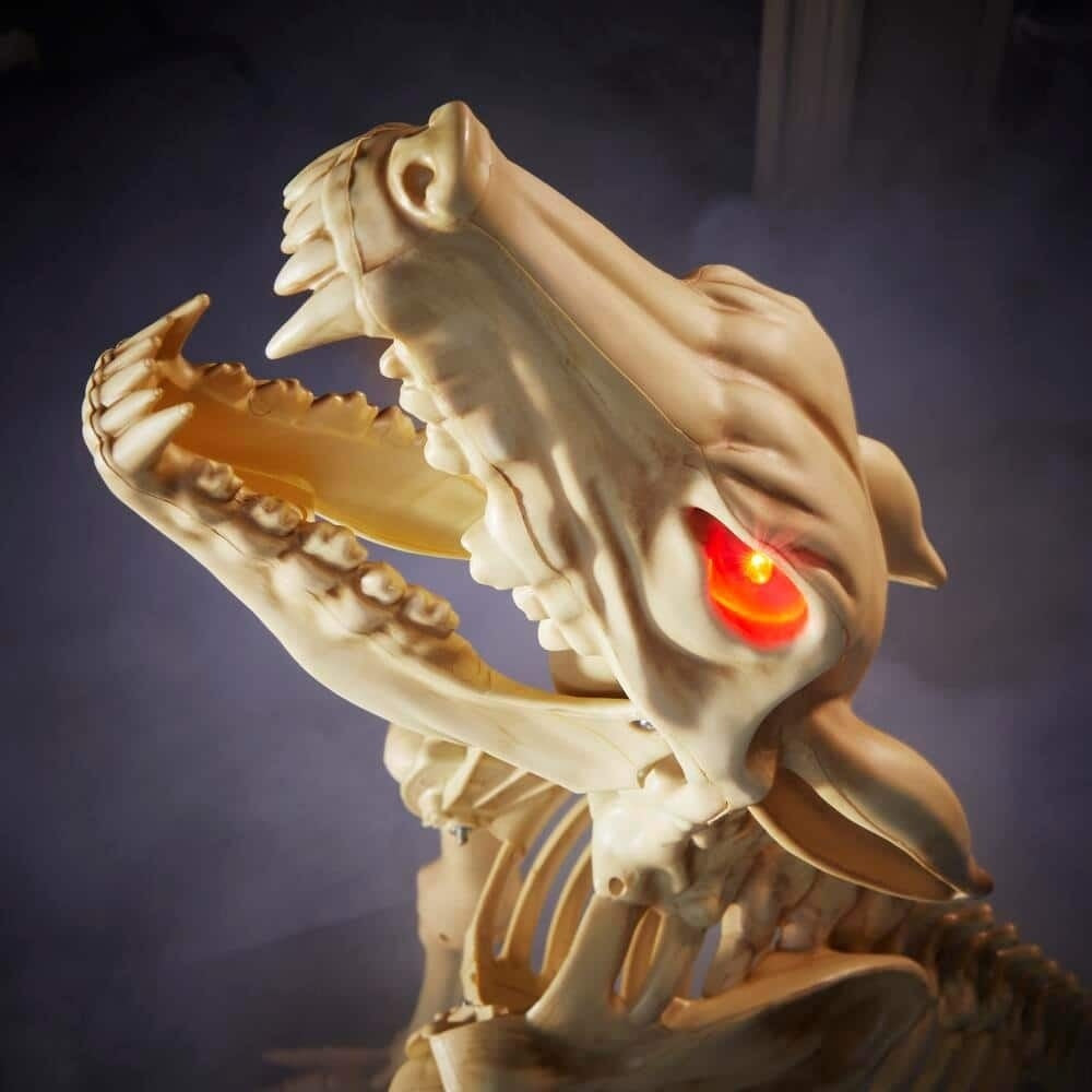Animated LED Sit-and-Stand Skeleton Wolves (2-Pack)