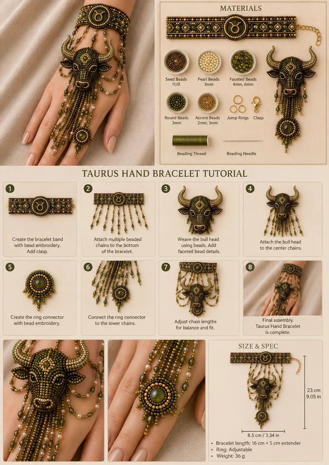 Zodiac DIY Beaded Hand Bracelet Kit – Create Your Celestial Wearable Art