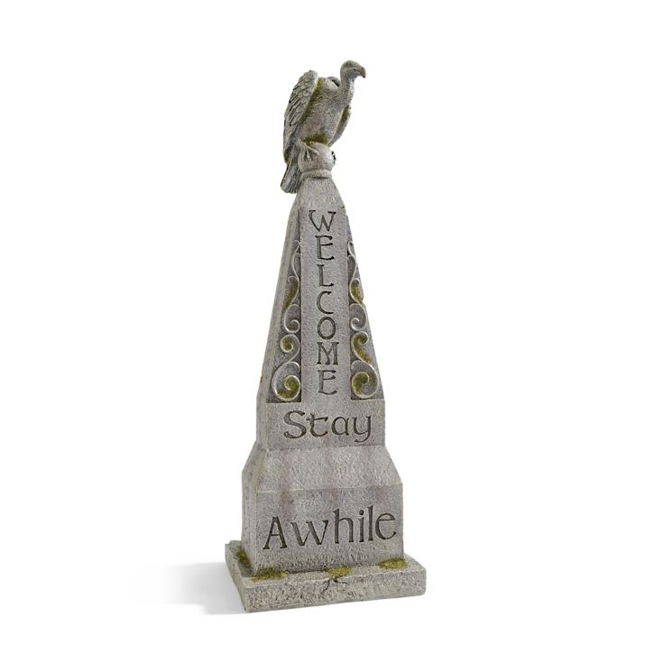 Welcome Stay Awhile Gravestone