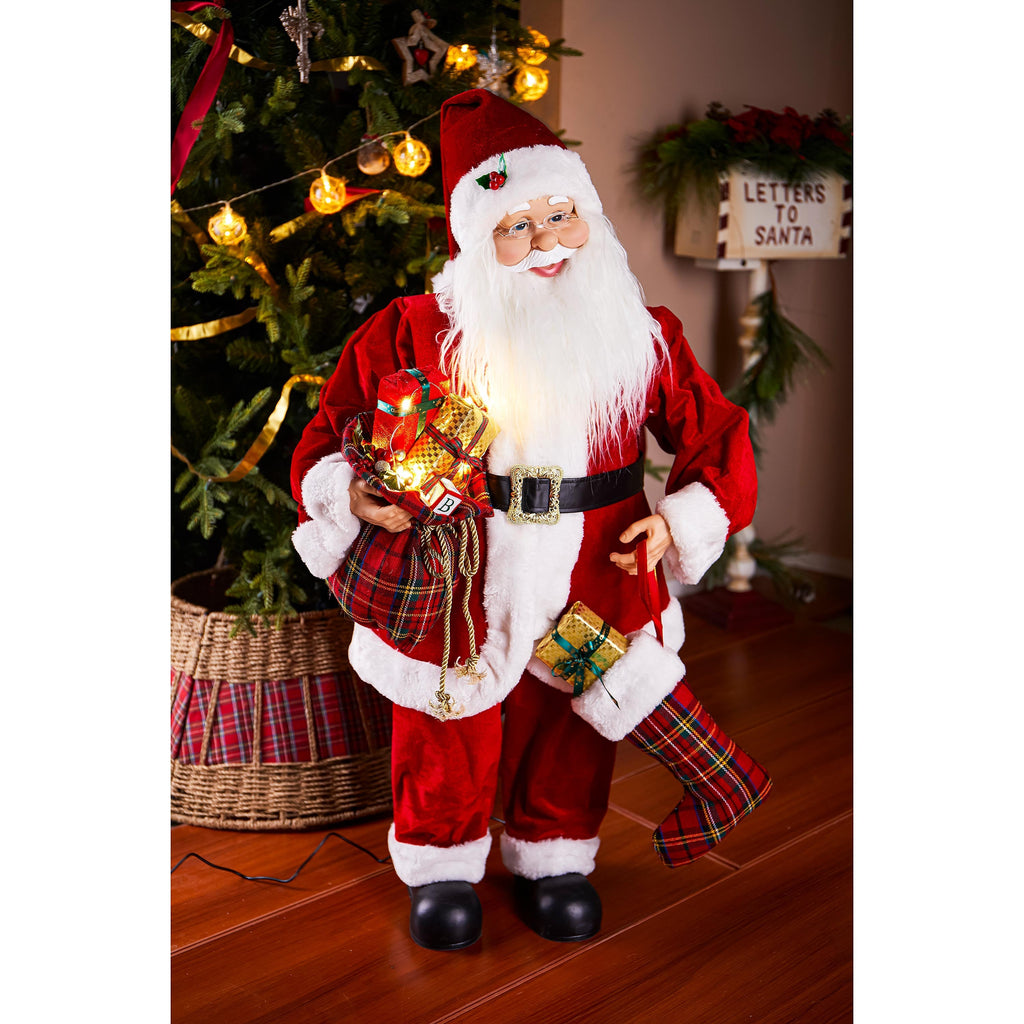 Traditional Santa LED Table Decor Dancing Santa Claus with Music, 39.5"