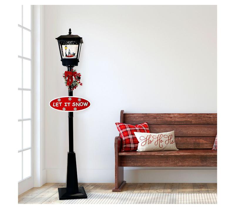 Fraser Hill Farm 71-in. Musical Snowy ChristmasStreet Lamp