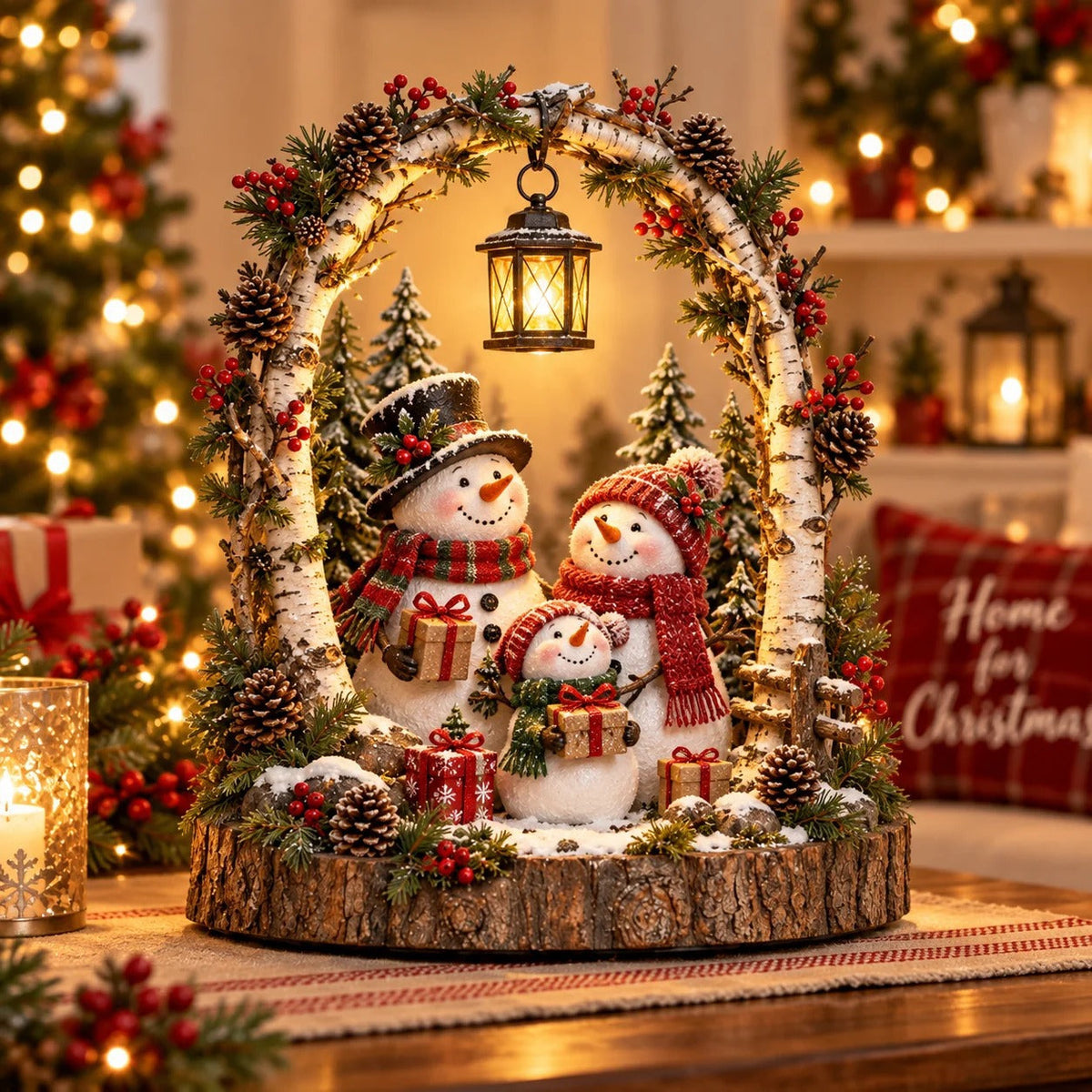 Birch Arch Christmas Lantern Decor
