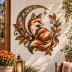 Autumn Fox Moon Metal Wall Decor