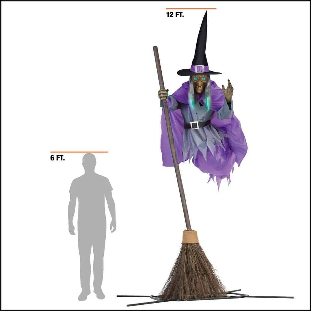 💝Lowest Price✨12 ft. Giant Sized Animated LED Hovering Witch