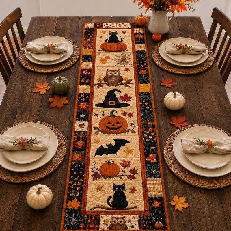Autumn Spell Quilted Table Runner – Instant Cozy Fall & Halloween Vibe