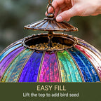 🌈 Stained Glass Hot Air Balloon Bird Feeder Fountain🐦