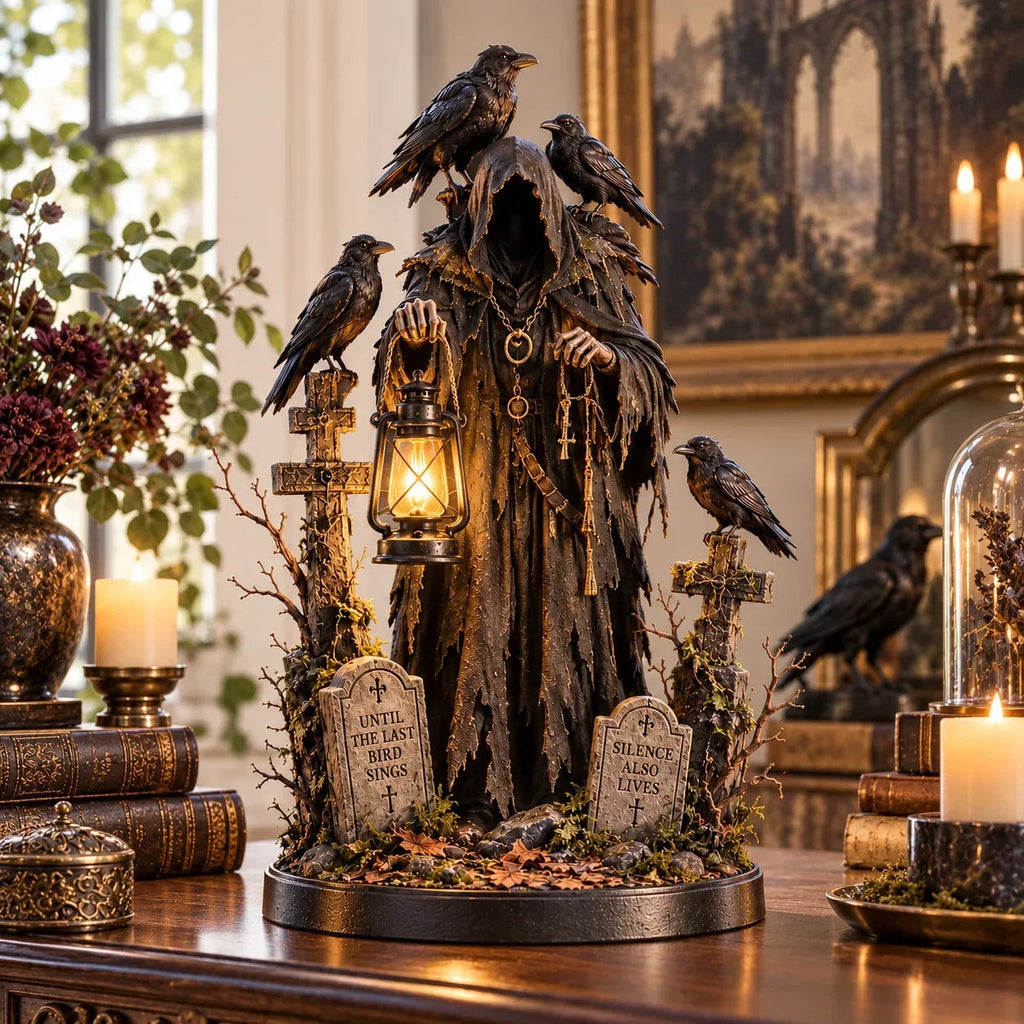 Raven Guardian Lantern Statue 🏮 Keeper of the Last Light