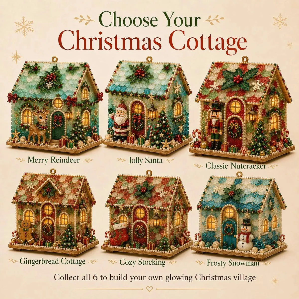 🏡 Beginner-Friendly DIY Glowing Coastal Glass-Style Christmas Cottage Kit Collection