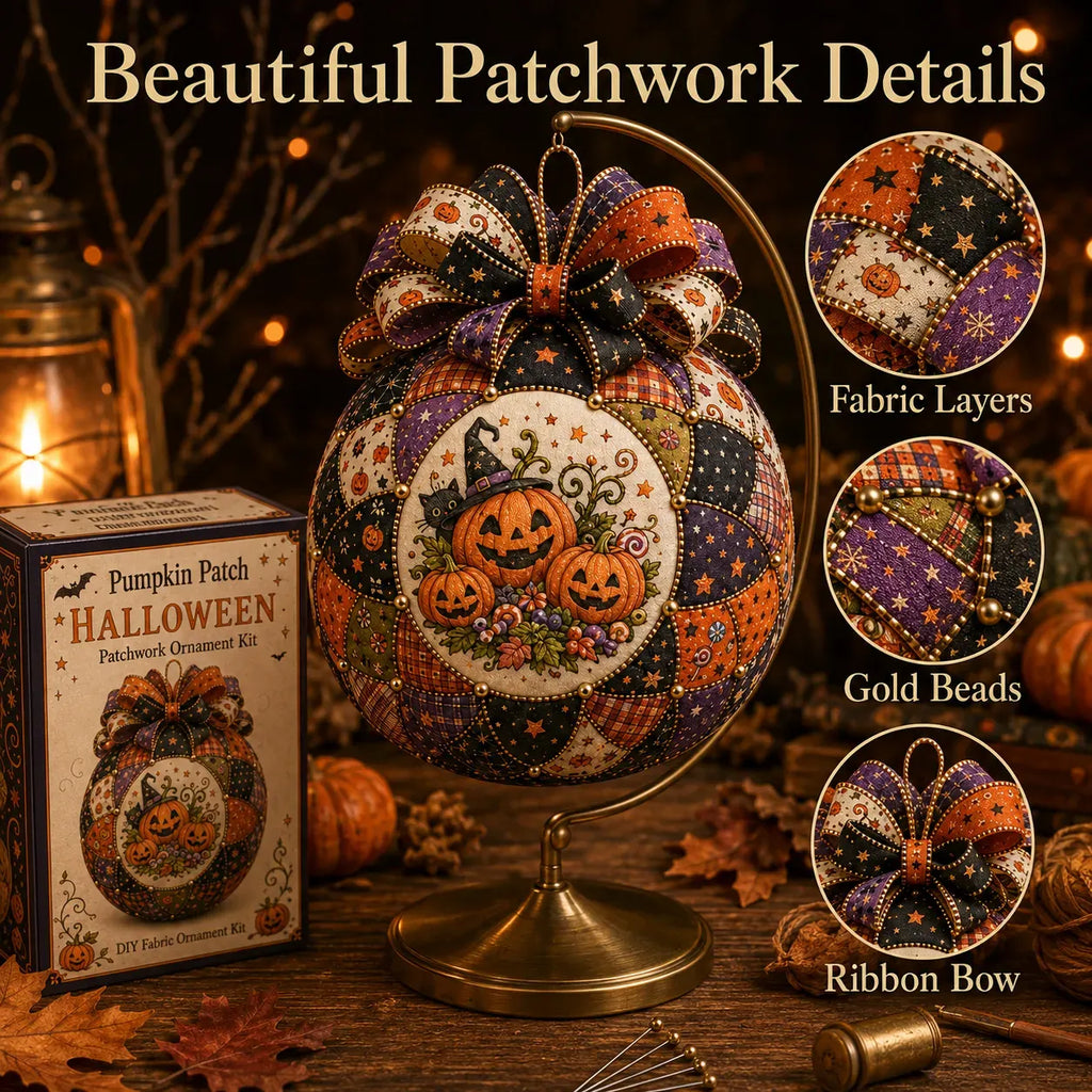 🎃 Beginner-Friendly DIY Halloween Classics Patchwork Ornament Kit Collection