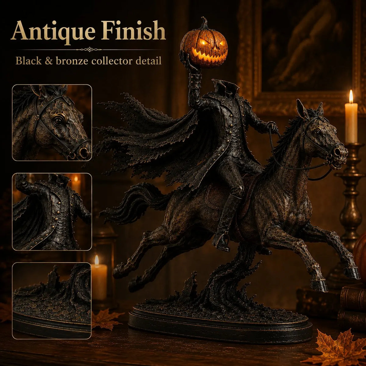 🎃🏇Midnight Chase Headless Horseman Statue