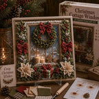 Premium 3D Christmas Fabric Poke Art Kit | No-Sew Holiday Craft with Pre-Punched Board, Fabric Squares & Display Stand