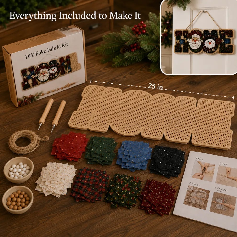 DIY Fabric Poke Art HOME Sign Kit – No-Sew Seasonal Door & Wall Hanging Craft
