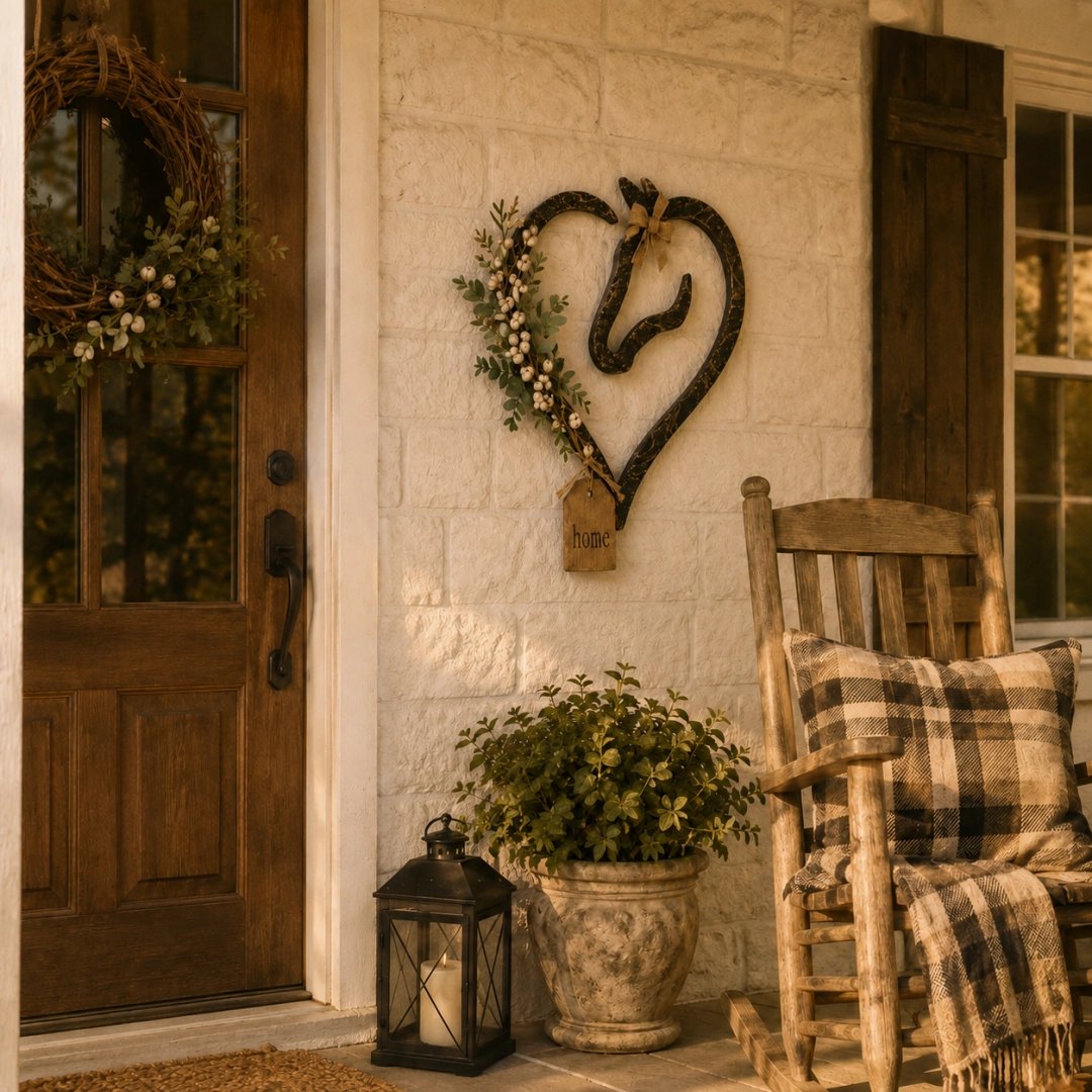 🎉Rustic Horse Heart Wall Decor with Greenery 💜– ✨Farmhouse Equestrian Home Accent