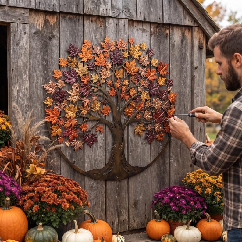 Metal Autumn Tree Metal Wall Art